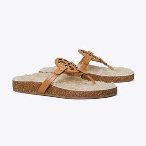 Tory Burch Miller Cloud Shearling Leather Sandals 7.5